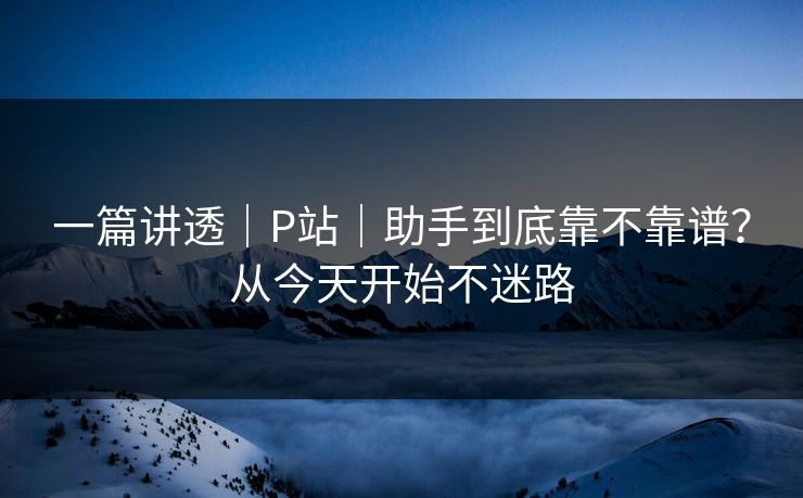 一篇讲透｜P站｜助手到底靠不靠谱？从今天开始不迷路