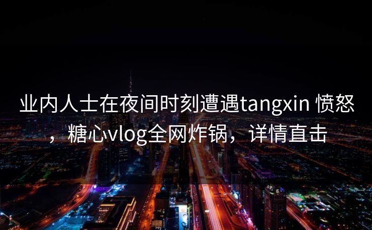 业内人士在夜间时刻遭遇tangxin 愤怒，糖心vlog全网炸锅，详情直击