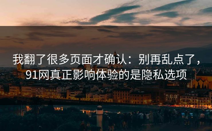 我翻了很多页面才确认:别再乱点了,91网真正影响体验的是隐私选项 我翻了很多页面才确认:别再乱点了,91网真正影响体验的是隐私选项